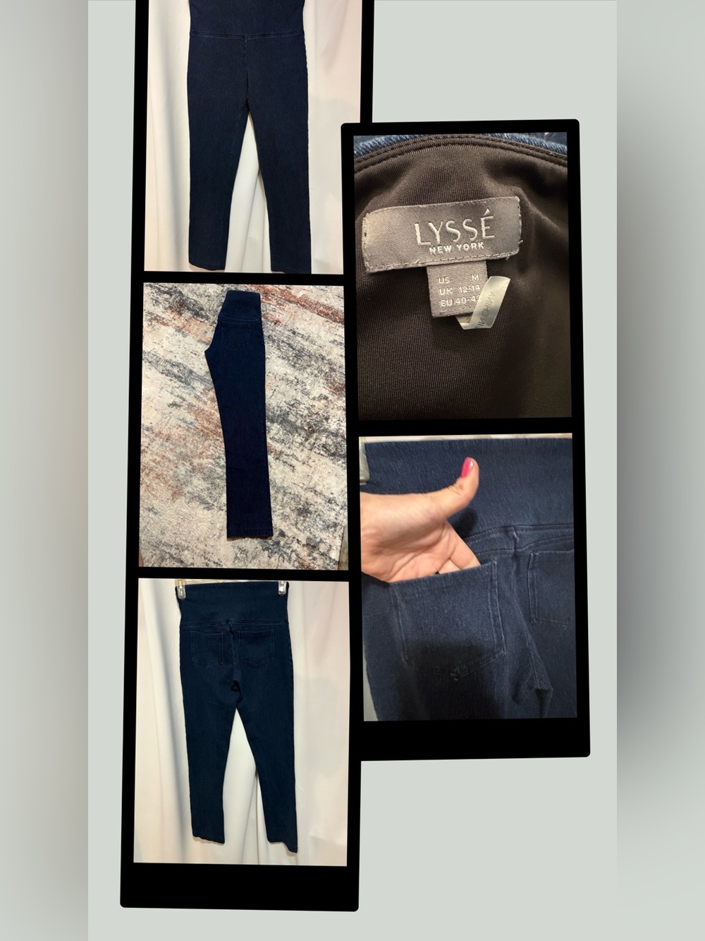 Lysse Dark Blue Denim-Look Jeggings ↔️12 inseam 28 1/2 out 38 1/2 #2200